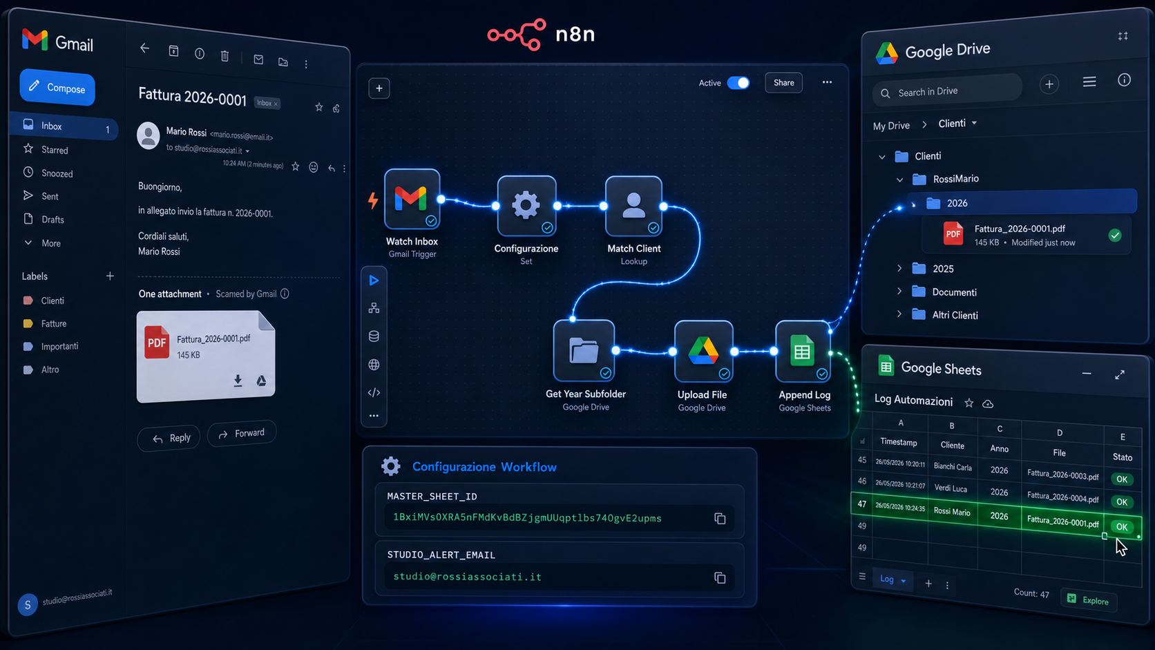 Archiviazione Automatica Documenti Cliente — Workflow n8n per Commercialisti — screenshot 1