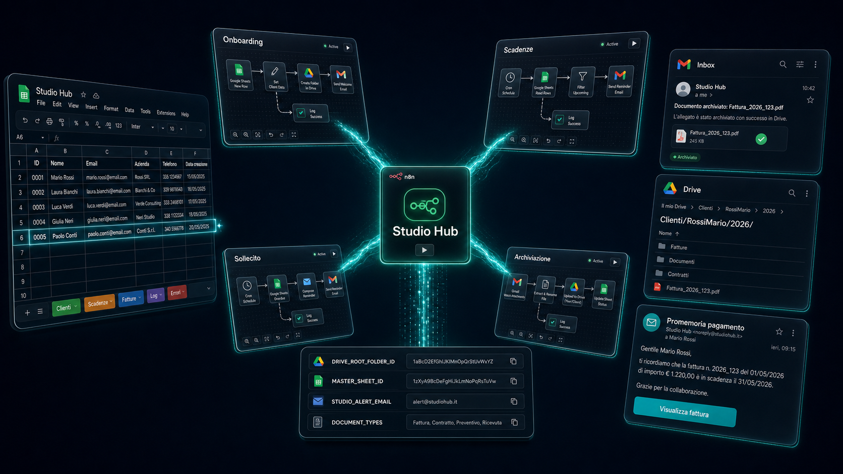 Pacchetto Automazione Studio — 4 Workflow n8n per Commercialisti — screenshot 1